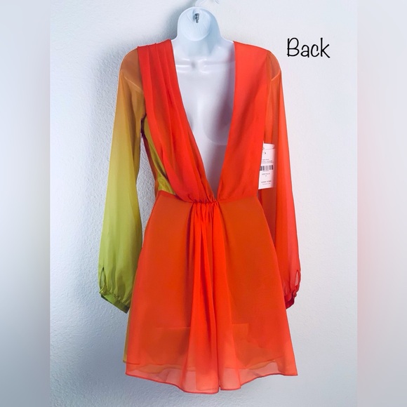 Ronny Kobo Timbra Ombre Chiffon Open V Back Dress Sz S - Picture 10 of 16